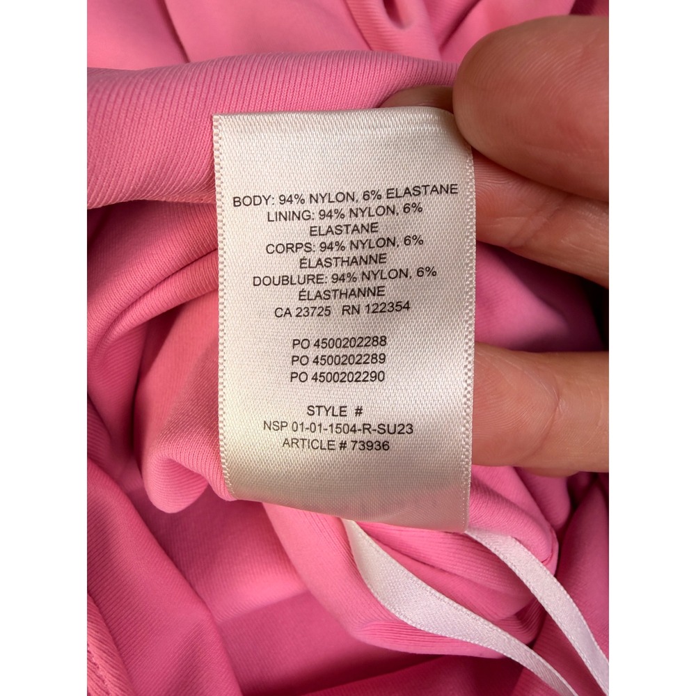 Babaton Contour Headway Long Sleeve Bodysuit Size Medium Pink Square Neck Thong - Picture 8 of 10